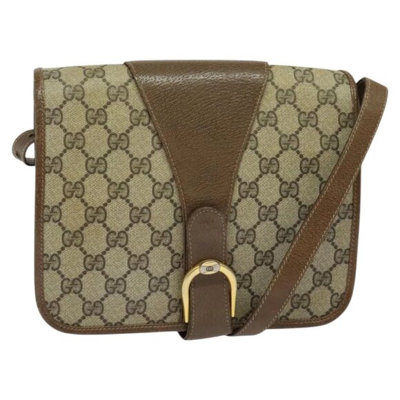 GUCCI GG Supreme Shoulder Bag PVC Beige Gold Auth BA2037 - Picture 1 of 14